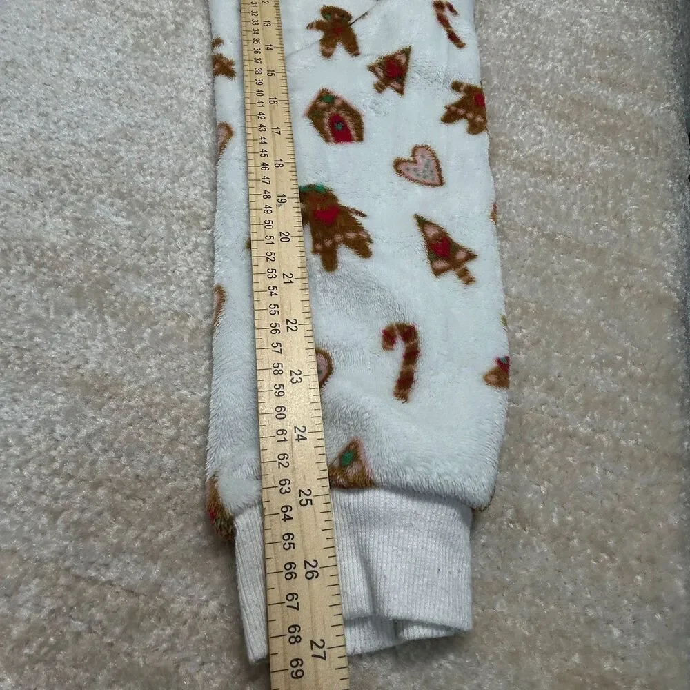 Joyspun Pajama Pants Girls S 4-6 Gingerbread Fleece Holiday Sleepwear White